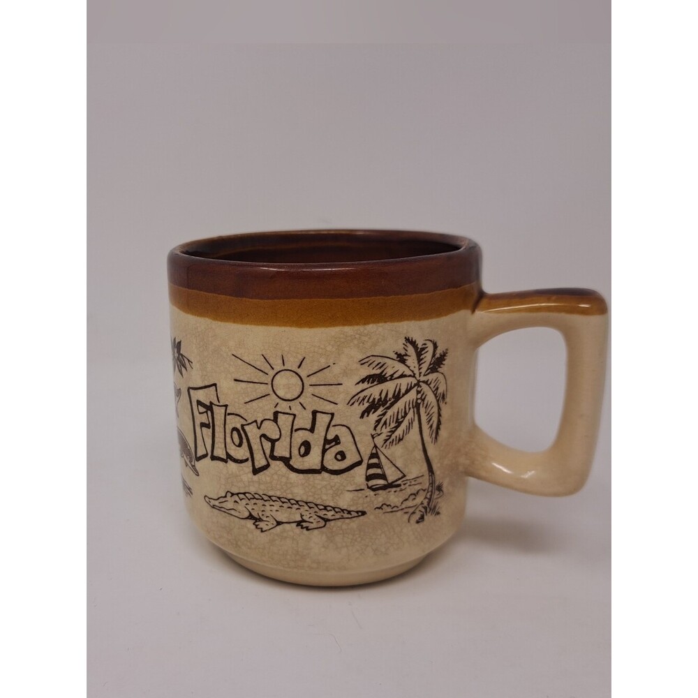 Vintage 90s 80s Sunshine State Florida Mug Stoneware Coffee Ceramic Souvenir